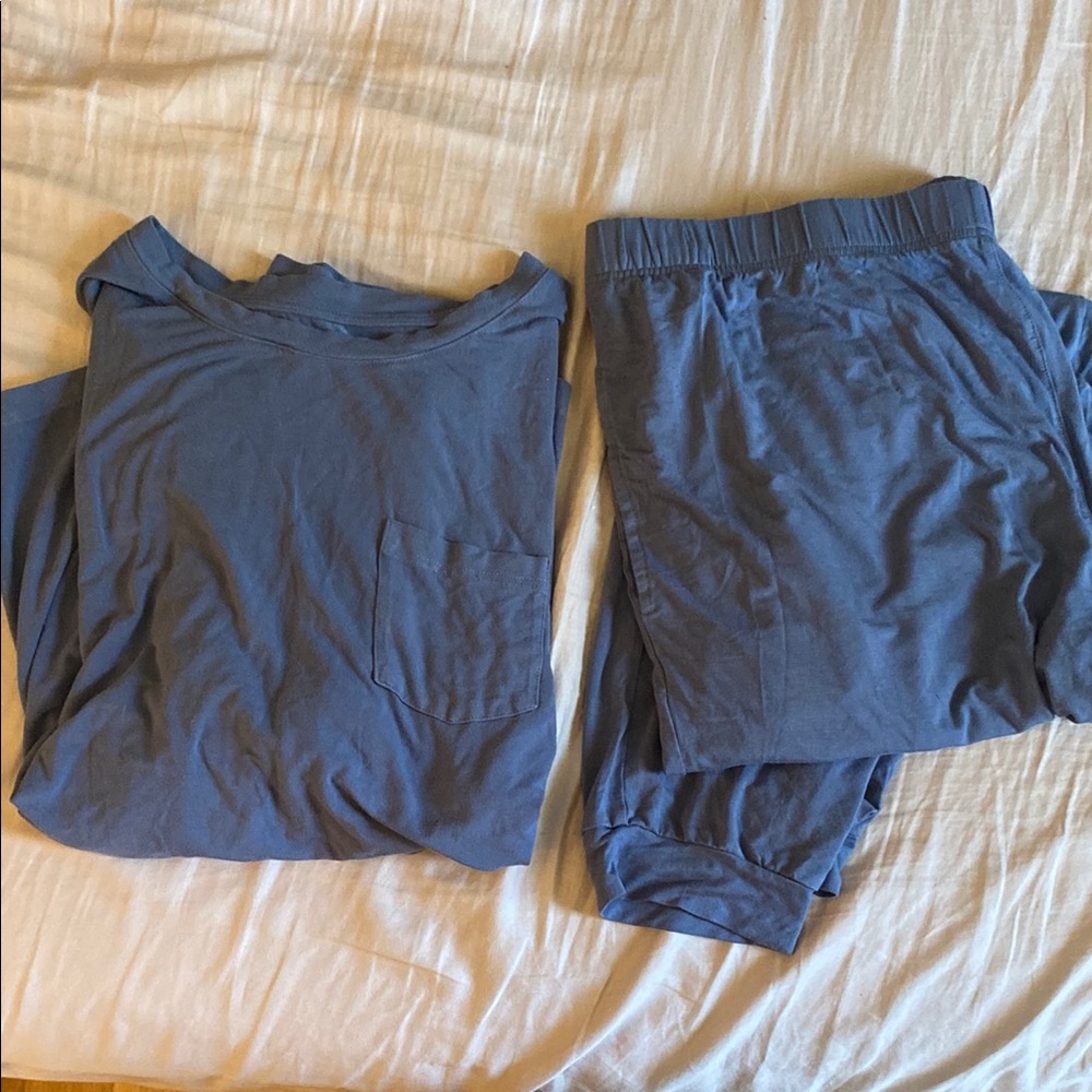 Kyte Bamboo Maternity Slate Blue Long Sleeve Jogger Pajama set Size XL